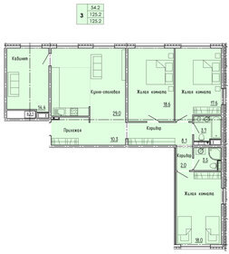 Квартира 125,2 м², 3-комнатная - изображение 1