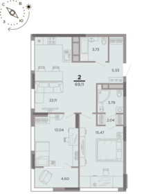 69,1 м², 2-комнатная квартира 8 661 214 ₽ - изображение 23