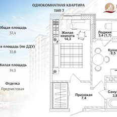 Квартира 35,7 м², 1-комнатная - изображение 4