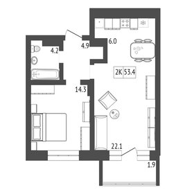 57,2 м², 2-комнатная квартира 7 300 000 ₽ - изображение 50