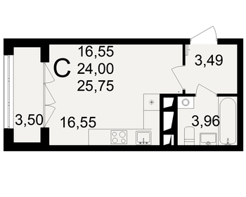 25 м², квартира-студия 3 400 000 ₽ - изображение 61