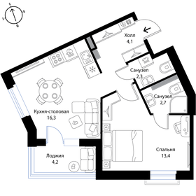 Квартира 40,9 м², 2-комнатная - изображение 1