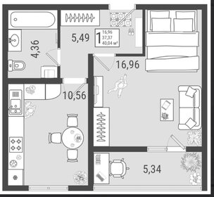 40,3 м², 1-комнатная квартира 4 072 000 ₽ - изображение 23
