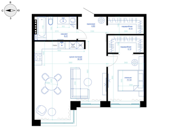 Квартира 63,6 м², 1-комнатная - изображение 3