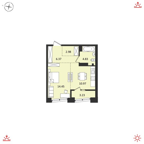 42,8 м², 1-комнатная квартира 7 644 000 ₽ - изображение 1