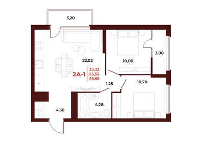 54 м², 2-комнатная квартира 6 156 000 ₽ - изображение 26