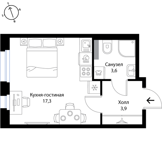 24,8 м², квартира-студия 4 496 963 ₽ - изображение 1