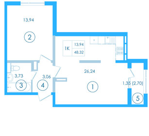50,2 м², 1-комнатная квартира 6 800 000 ₽ - изображение 59