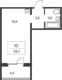 Квартира 29,1 м², студия - изображение 1