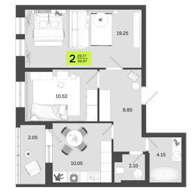 Квартира 57 м², 2-комнатная - изображение 1