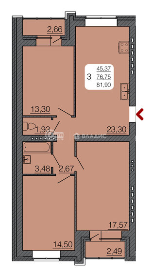 81,9 м², 3-комнатная квартира 5 394 440 ₽ - изображение 1