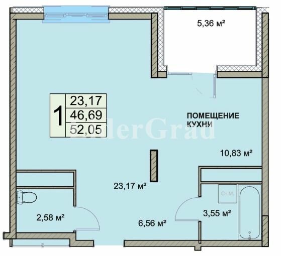 52,1 м², квартира-студия 4 580 400 ₽ - изображение 44