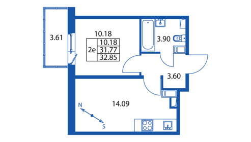 31,6 м², 1-комнатная квартира 4 800 000 ₽ - изображение 145