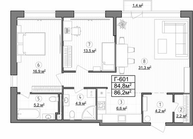 84,5 м², 2-комнатные апартаменты 27 378 000 ₽ - изображение 32