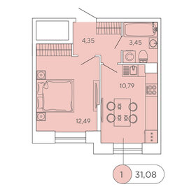 Квартира 31,1 м², 1-комнатная - изображение 1