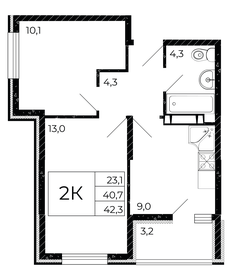 43 м², 2-комнатная квартира 5 177 200 ₽ - изображение 10