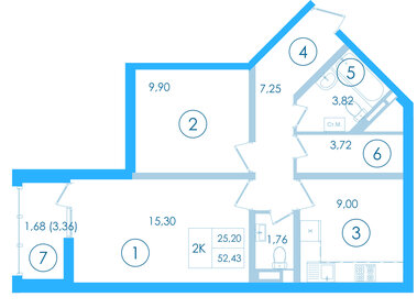 56 м², 2-комнатная квартира 9 200 000 ₽ - изображение 12