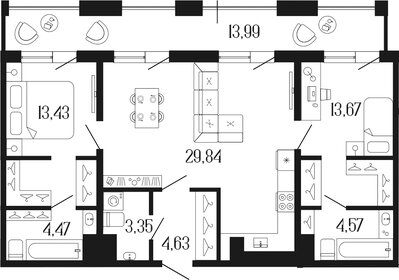 Квартира 81 м², 2-комнатная - изображение 1