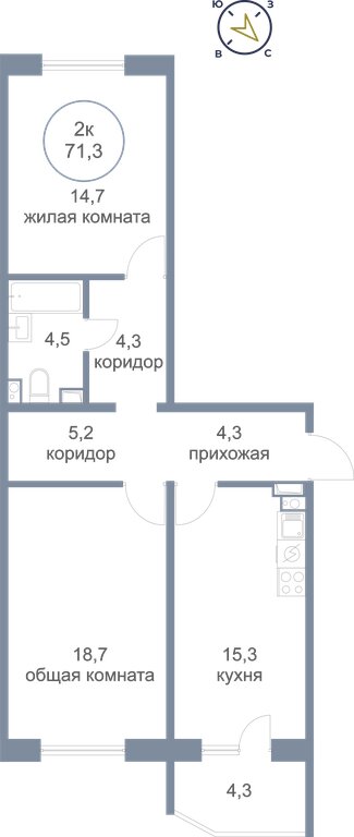 Варианты планировок ЖК «На Сайме» - планировка 3