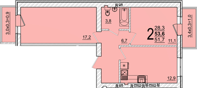 53,6 м², 2-комнатная квартира 6 537 760 ₽ - изображение 34