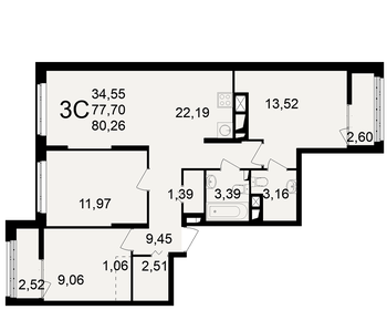 79,4 м², 3-комнатная квартира 8 414 280 ₽ - изображение 13