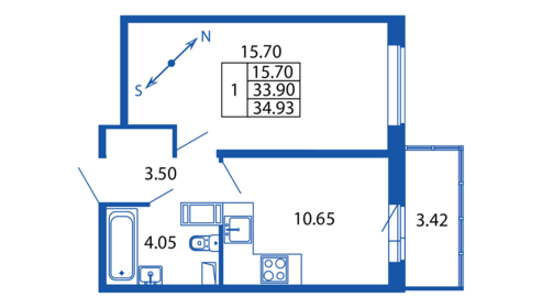 35 м², 1-комнатная квартира 5 873 888 ₽ - изображение 84