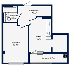 47,8 м², 1-комнатная квартира 5 458 700 ₽ - изображение 20