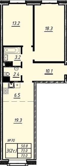 73 м², 2-комнатная квартира 23 674 000 ₽ - изображение 11
