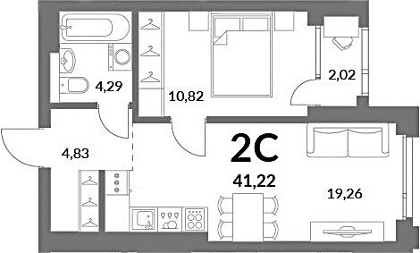 41,2 м², 1-комнатная квартира 7 200 000 ₽ - изображение 1