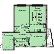 Квартира 59,3 м², 3-комнатная - изображение 3