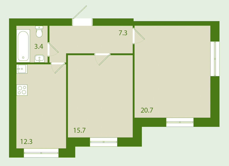 59,5 м², 2-комнатная квартира 4 750 000 ₽ - изображение 49