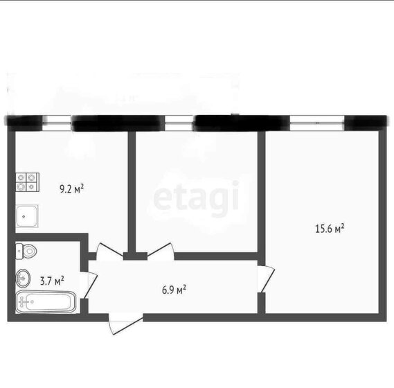 46,7 м², 2-комнатная квартира 4 550 000 ₽ - изображение 1