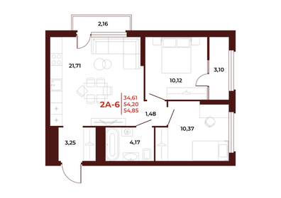 50 м², 2-комнатная квартира 4 100 000 ₽ - изображение 74