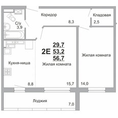 Квартира 56,8 м², студия - изображение 3