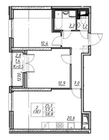 Квартира 60,2 м², 2-комнатная - изображение 1