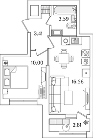 Квартира 35 м², 1-комнатная - изображение 1