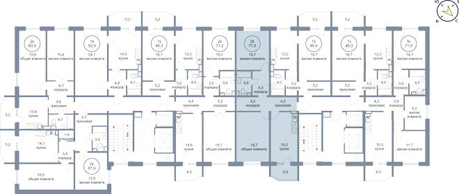 69 м², 2-комнатная квартира 7 150 000 ₽ - изображение 80