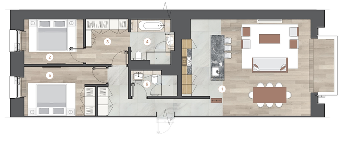 Квартира 107,1 м², 3-комнатная - изображение 1