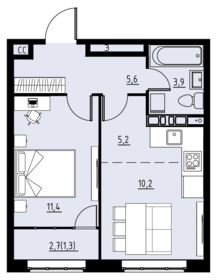 Квартира 37,6 м², 2-комнатная - изображение 1
