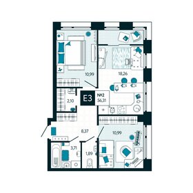 65,9 м², 2-комнатная квартира 6 728 400 ₽ - изображение 24