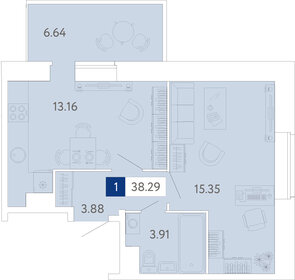 Квартира 38,3 м², 1-комнатная - изображение 1