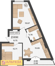 Квартира 67,9 м², 2-комнатная - изображение 1