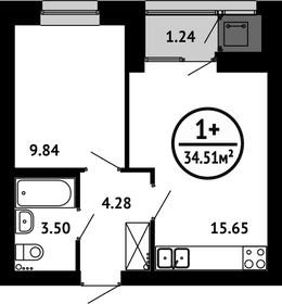 34,5 м², 1-комнатная квартира 5 003 950 ₽ - изображение 23