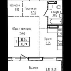 Квартира 38,8 м², 1-комнатная - изображение 2