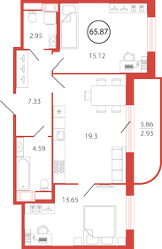63,9 м², 2-комнатная квартира 12 071 430 ₽ - изображение 53