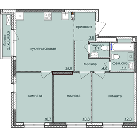 Квартира 67,5 м², 3-комнатная - изображение 1