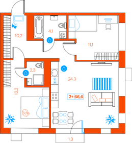 65,9 м², 2-комнатная квартира 7 790 000 ₽ - изображение 17