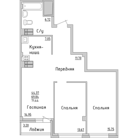 71,4 м², 3-комнатная квартира 5 926 200 ₽ - изображение 24