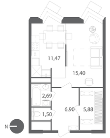 43,8 м², 1-комнатная квартира 6 225 280 ₽ - изображение 52