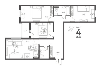 91,2 м², 3-комнатная квартира 8 206 200 ₽ - изображение 20